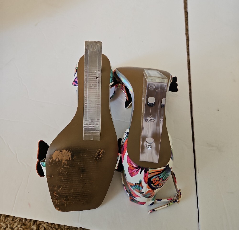 Betsey Johnson Multicolor Butterfly Ankle Strap Sandals, 7.5 - Picture 7 of 10